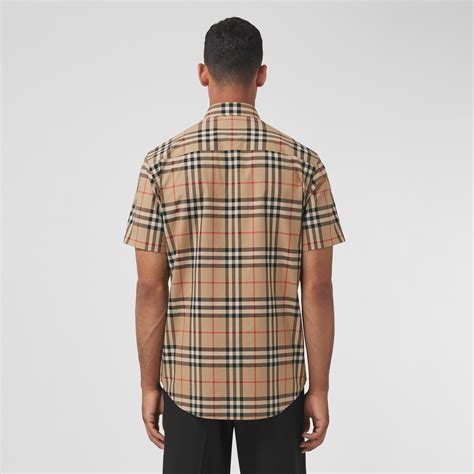 short sleeve burberry button up|burberry checked cotton poplin shirt.